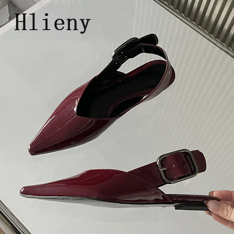 Hlieny New Fashion Women Pumps Pointed Toe Ladies Elegant Dress Buckle Strap Low Heel Banquet Dress Mules Shoes Zapatos Mujer