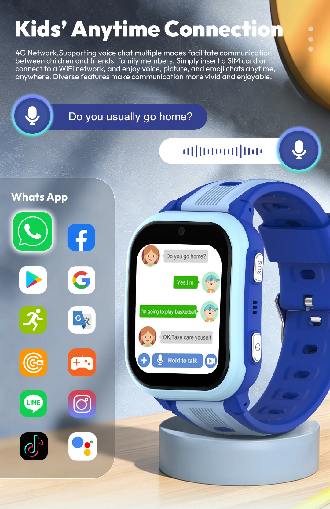 Wonlex 4G Kids Smart Watch KT41 GPS Real-time Location 2+16GB Memory Dual Camera Video Call APP Download SmartWatch for Children view 6