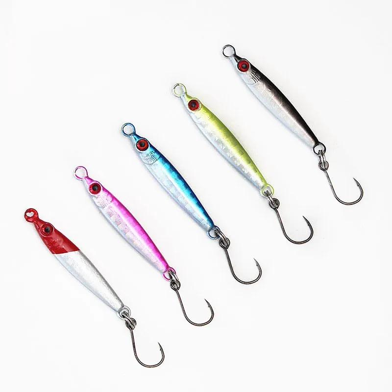 MUKUN 1PCS Mini Metal Jig Spoon Fishing Lure 3g/5g Fish Small Fish With Single Hook Sea Bass Fishing Lure