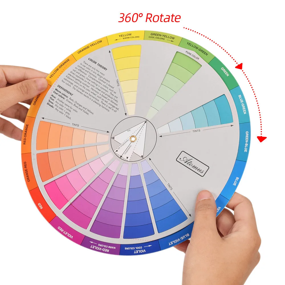 12/18 farben Tattoo Farben Rad Pigment Papier Karte Liefert Drei-tier Mix Guide Zentrale Kreis Drehen Tattoo Zubehör – Detail 4