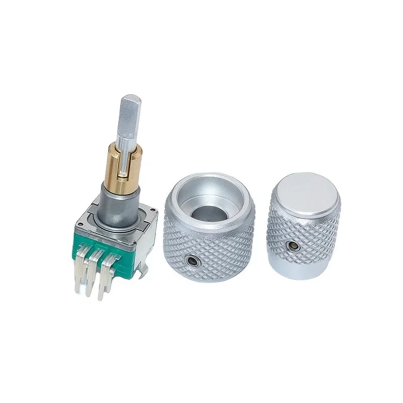 M12K-EC11EBB24C03 30 Position Handle Dual-Shaft Encoder Axis With Button Switch 25Mm Aluminum Alloy Caps