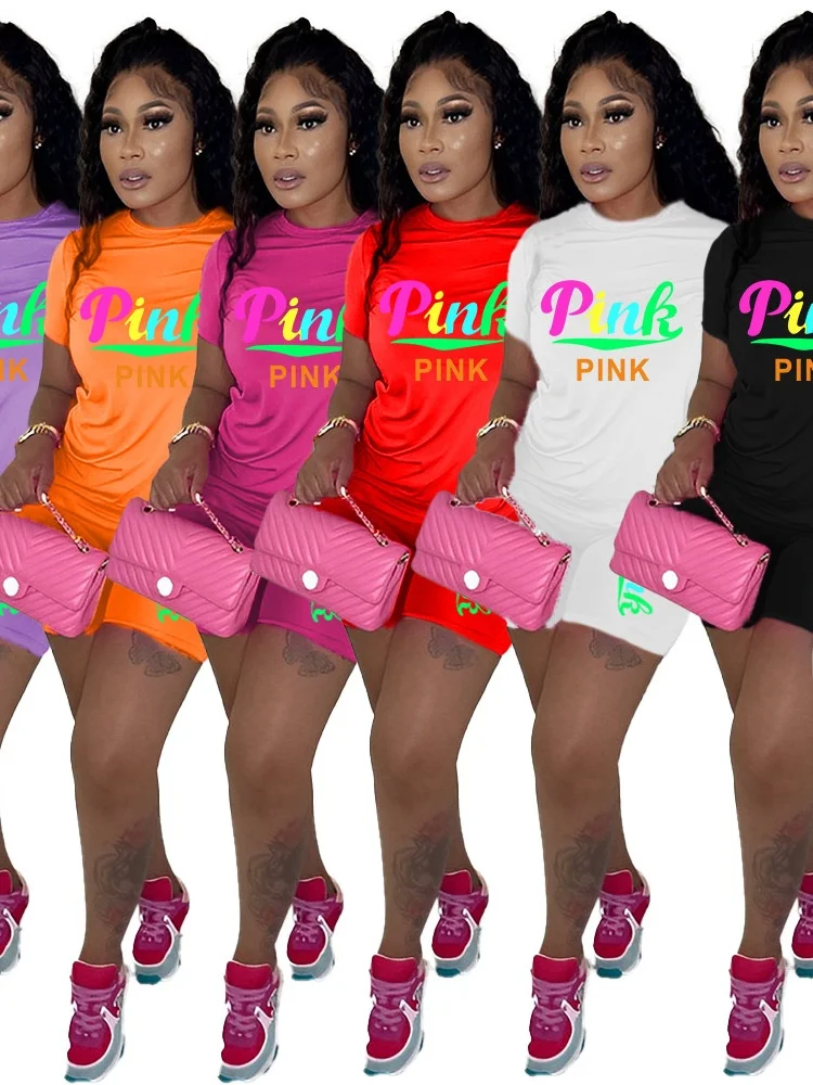 

Women's round Ne Printed T-irt orts Sports Suit Casual Sportswear Set Comfortable Breathable Faionable