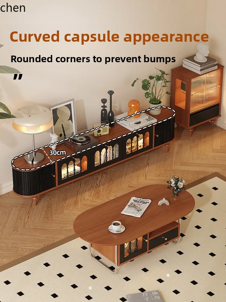 

QZT TV cabinet narrow small apartment living room solid wood medium and ancient style coffee table side cabinet combination