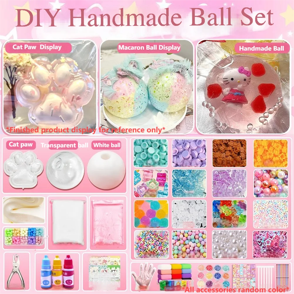 

DIY Squeezing Ball Kit Handmade Noisy Ball Pinching Cat Paw Squeeze Set Adult Children's Stress Relief Toy Squishy Ball Suit