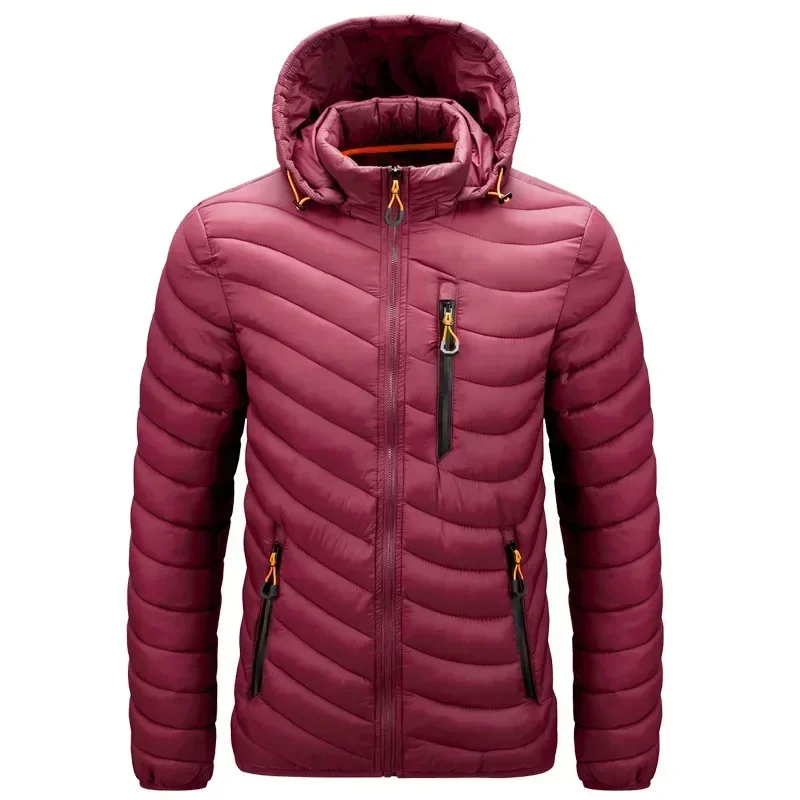 2026 Winter New Men's Lightweight Detachable Hood Cotton Jacket Male Parkas Warm Outdoor Coat Casual Plus Size