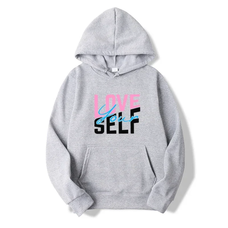 Love Youself-Sweat à capuche Y2K pour homme, pull décontracté, pulls à capuche monochromes, sweat-shirt pour homme, sport de plein air, Y