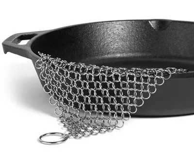 

Silver Stainless Steel Cast Iron Cleaner Chainmail Scrubber Home Cookware Clean For Skillets Grill Pans