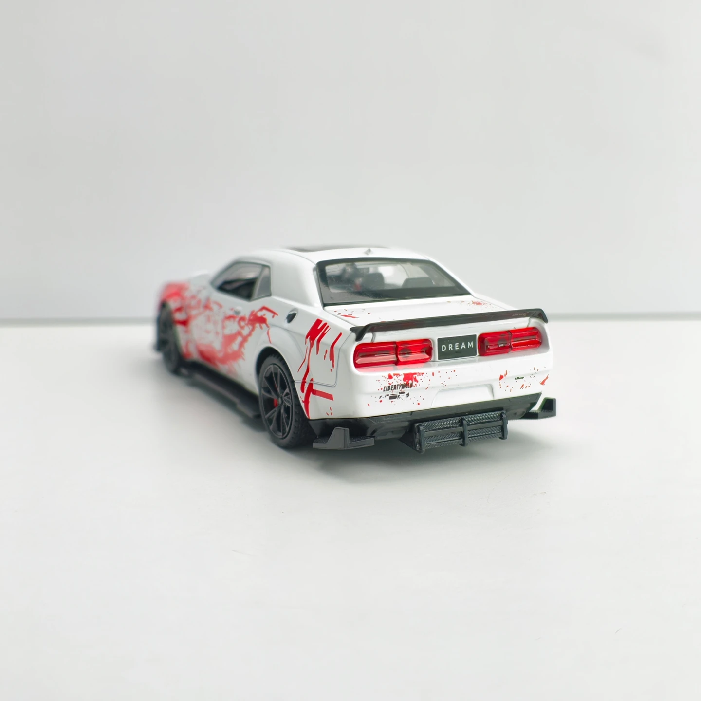 1:32 simulation Dodge Hellcat SRT modified alloy car model, doors and engine hood, trunk can be opened with sound and light gift view 2