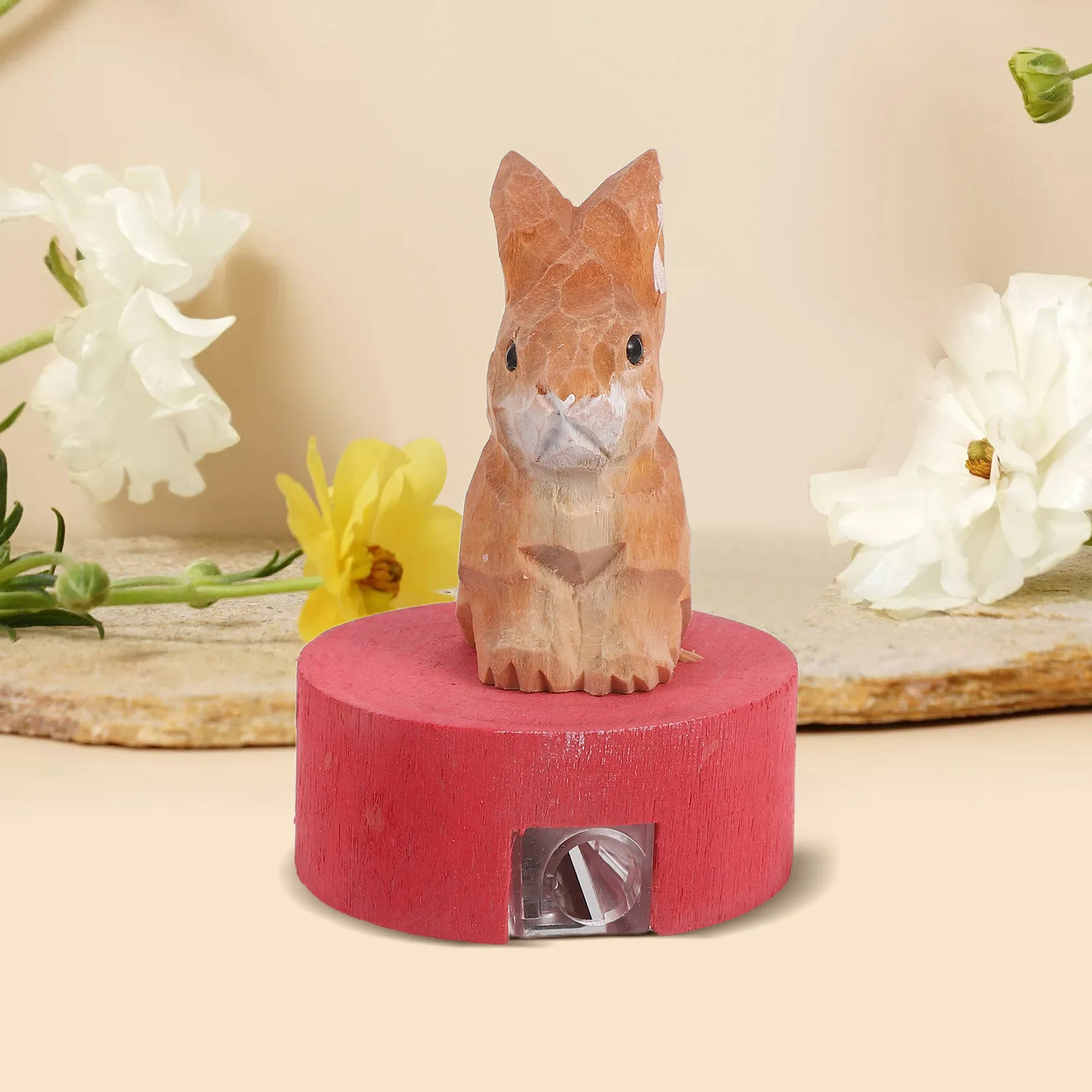 

2pcs Single Hole Manual Pencil Sharpener Rabbit Shape Wood Animal Cartoon Stationery Portable Kids School Classroom Desk Tool