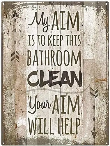 Bathroom Rules Tin Sign My Aim is to Keep This Bathroom Clean Vintage Metal Sign Cafe Bar Pub Family Beer Wall Decor 8X12 inch