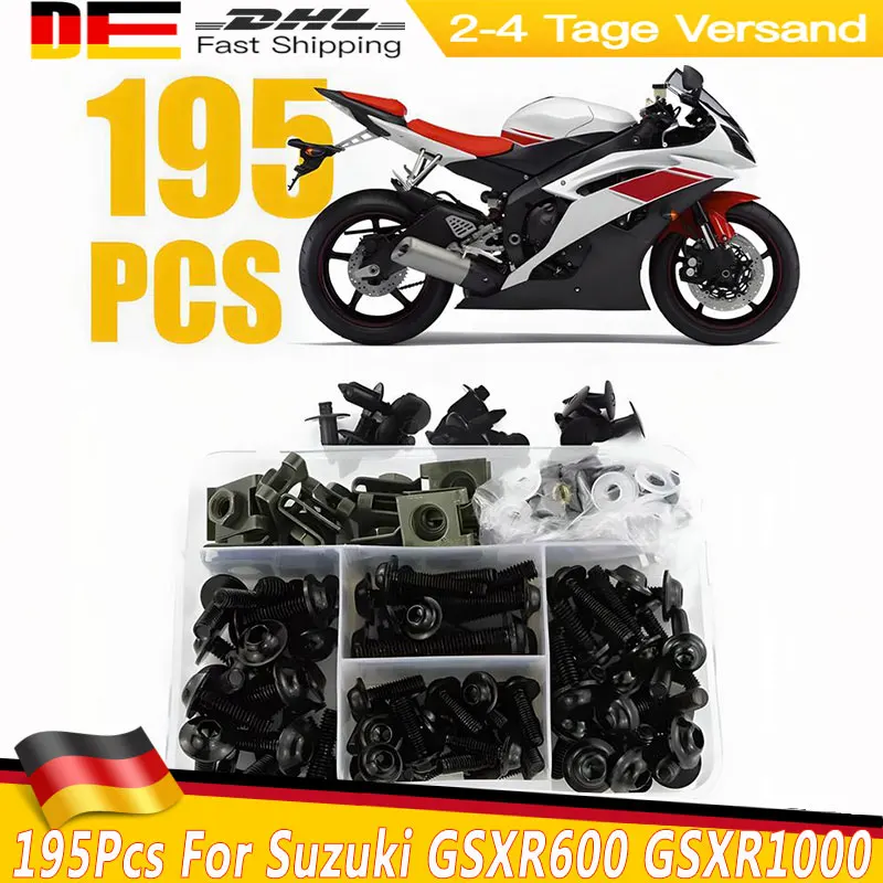 

195 шт. полные болты обтекателя, винт для Kawasaki ZX6R ZX7R ZX9R ZX10R ZX12R ZX14R Versys 650 Ninja 650R 1000 Z750 Z1000 ZZR600
