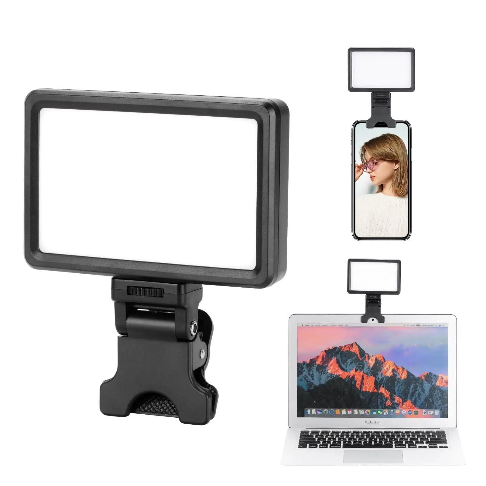 King Ma Portable Selfie Light, Video Clip Light Rechargeable Streaming Filming Light for YouTube Live Streaming, Zoom Meetings