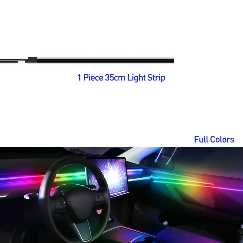 Zubehör für Auto-Umgebungslicht, Acrylstreifen, 110 cm, 90 cm, 75 cm, 35 cm, 20 cm, volle Farben, RGB-Auto-Innenraum, Bluetooth-App-Steuerung
