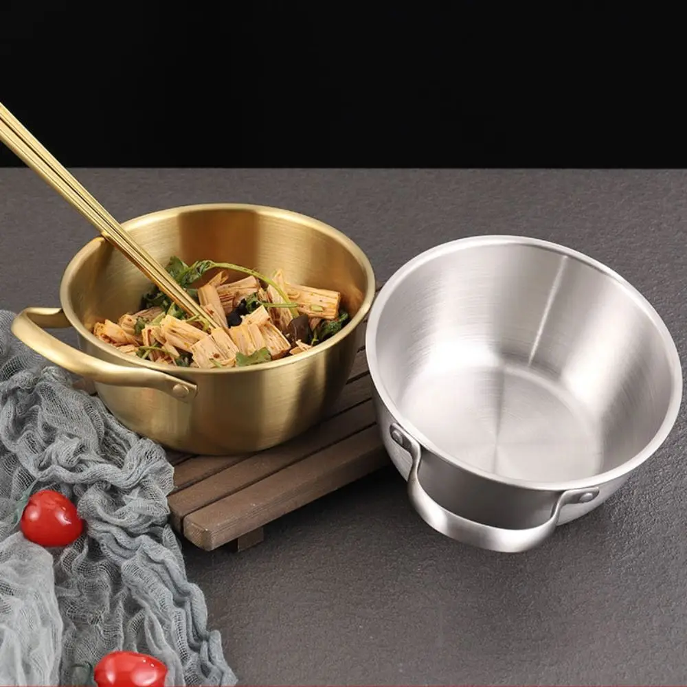 

Nonstick Heat-resistant Korean Ramen Pot Thickened Stainless Steel Mixing Pot Single Handle Food Containers Camping