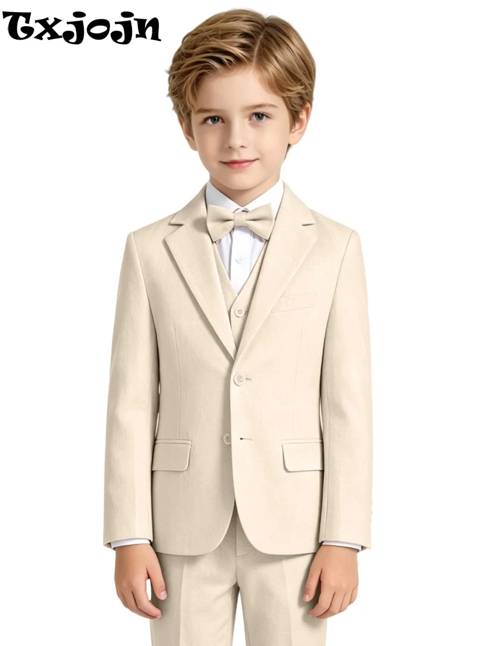 Notched Lapel Boys Suit Set 3 Pieces For Stage Performance Smart Formal Kids Slim Fit Suits Wedding Guest Clothes 2-20T Tuxedo
