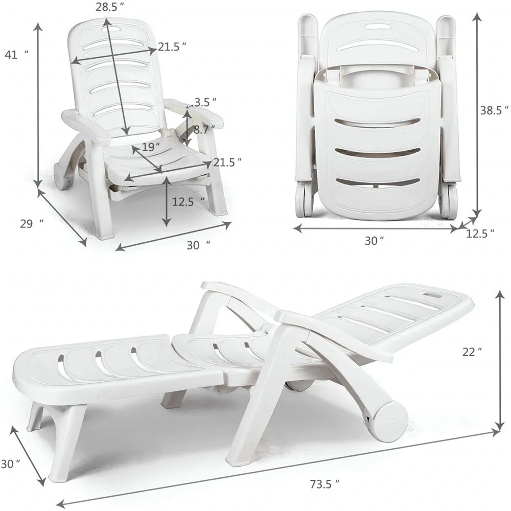 Chaise de plage pliante en plastique, chaises longues, meubles de loisirs extérieurs, chaises à coussin, Davey