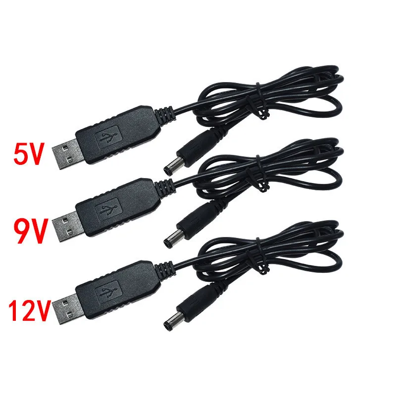 5PCS USB Boost Cable DC to DC 5V 9V 12V Power Bank Step Up Module DC 5.5*2.1MM Interface