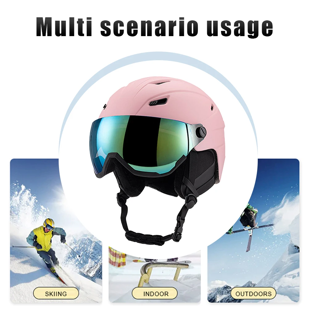 Kask narciarski z goglami kask narciarski bezpieczeństwa na śnieg kask dla kobiet mężczyzn regulowany Fit gogle narciarskie Anti-Fog deskorolka kask