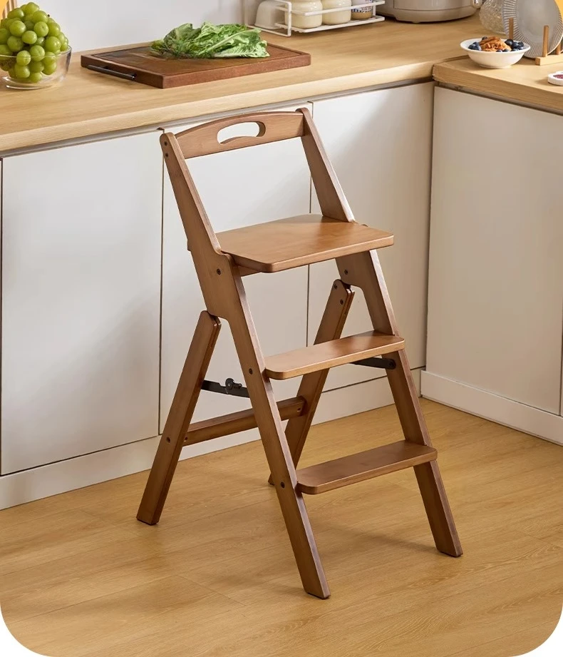 

Foldable multifunctional ladder stool, household climbing ladder dual-purpose kitchen climbing thickened with backrest