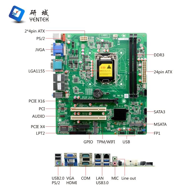 Fabryczny bezpośredni chipset intel B75 LGA1155 i3 i5 i7 proessor DDR3 HD VGA ATX płyta główna 2*LAN 11*USB przemysłowa płyta główna