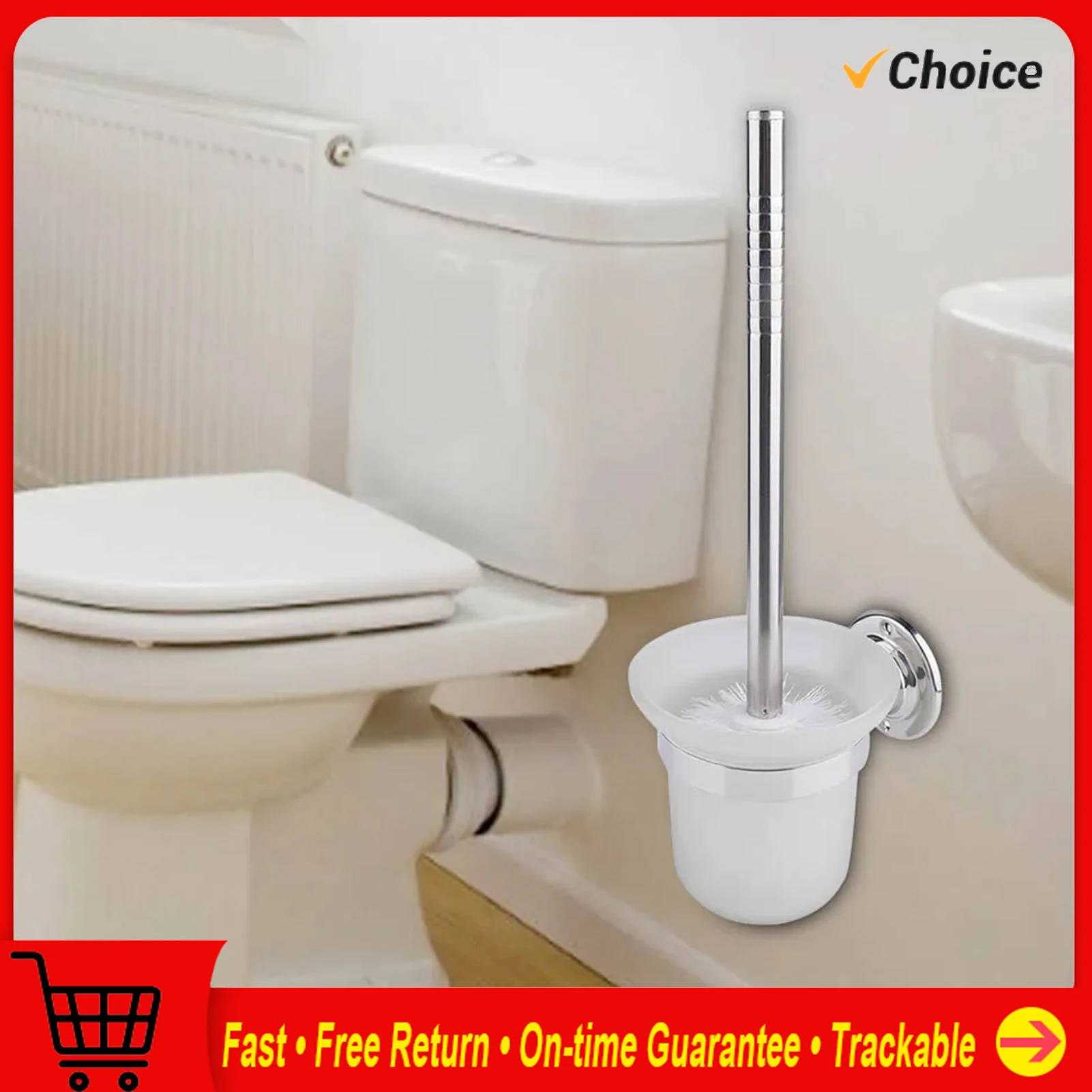 

Toilet Brush Wall Mounted Cleaning Brush stainless Steel Long Handle Toilet Brush With Holder Bathroom Toilet Accessories