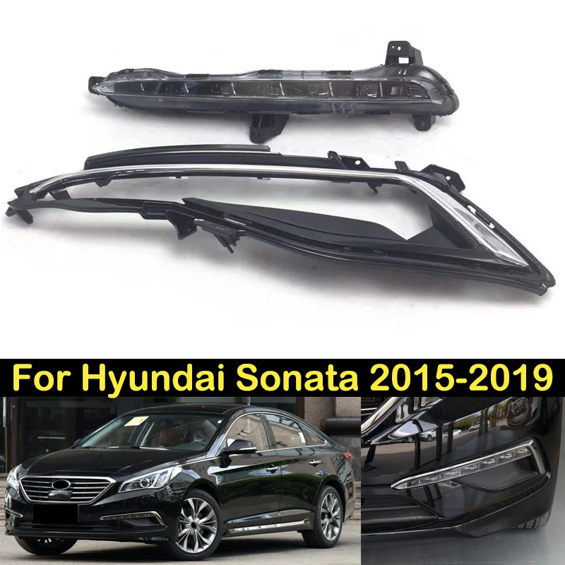 

DECHO LED Foglight DRL For Hyundai Sonata 2015-2019 New Rise Front bumper foglight foglamp Daytime running light fog light