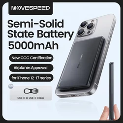【CCC】MOVESPEED Semi-Solid Battery Power Bank 5000mAh Magnetic Wireless Charge Powerbank for Magsafe for iPhone 17 16 15 14 13