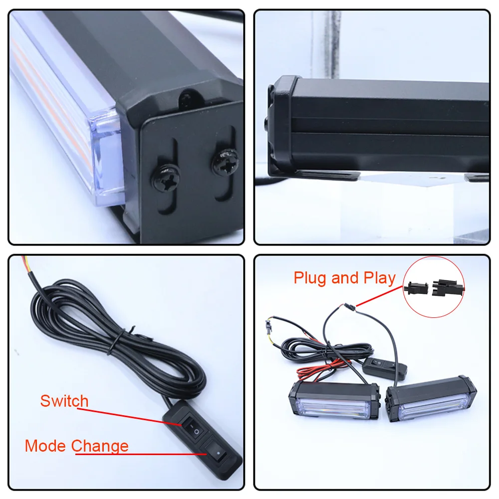 2 في 1 COB مصبغة ضوء إحترافي 12 فولت الشرطة ستروب وامض منارة الأزرق الأحمر العنبر تحذير أضواء للمركبات سيارة فان SUV الطرق الوعرة