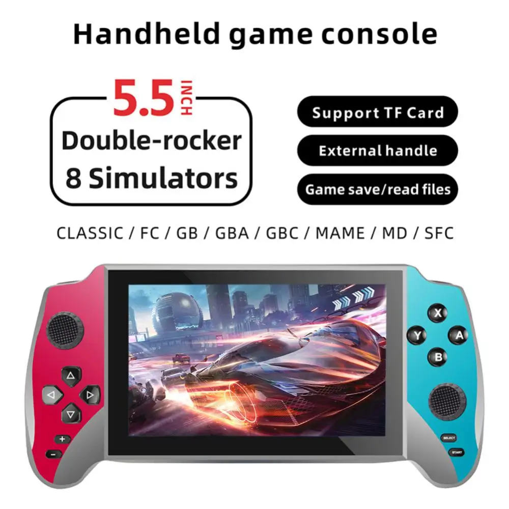 Handheld Game Machine Double-rocker 8 Simulators 5.5inch Screen Two-player Game Support For Downloading Games Handheld