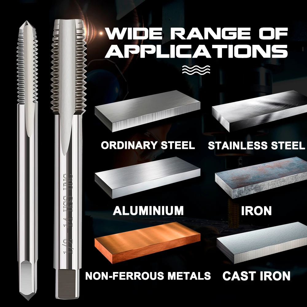 1pc UNC UNF UNEF HSS Machine Plug Tap Straight Flute Screw Tap Right Hand Thread Tap Drill Hand Tools