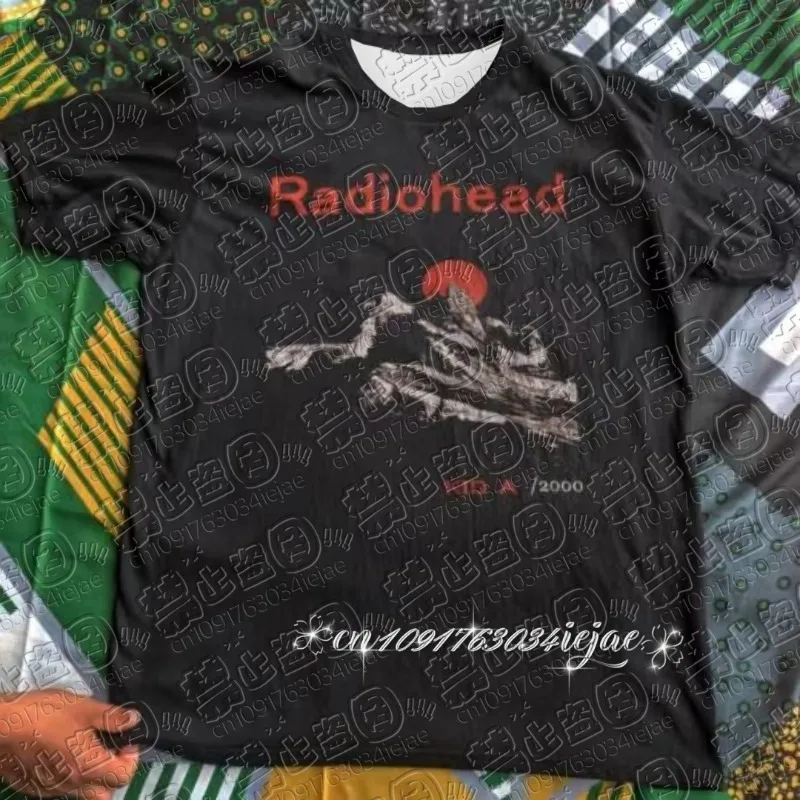 Radiohead Kid A Album Tour نادر الأزرق الداكن تي شيرت قصير الأكمام تي شيرت الرجال النساء نفس جودة عالية الصيف #1