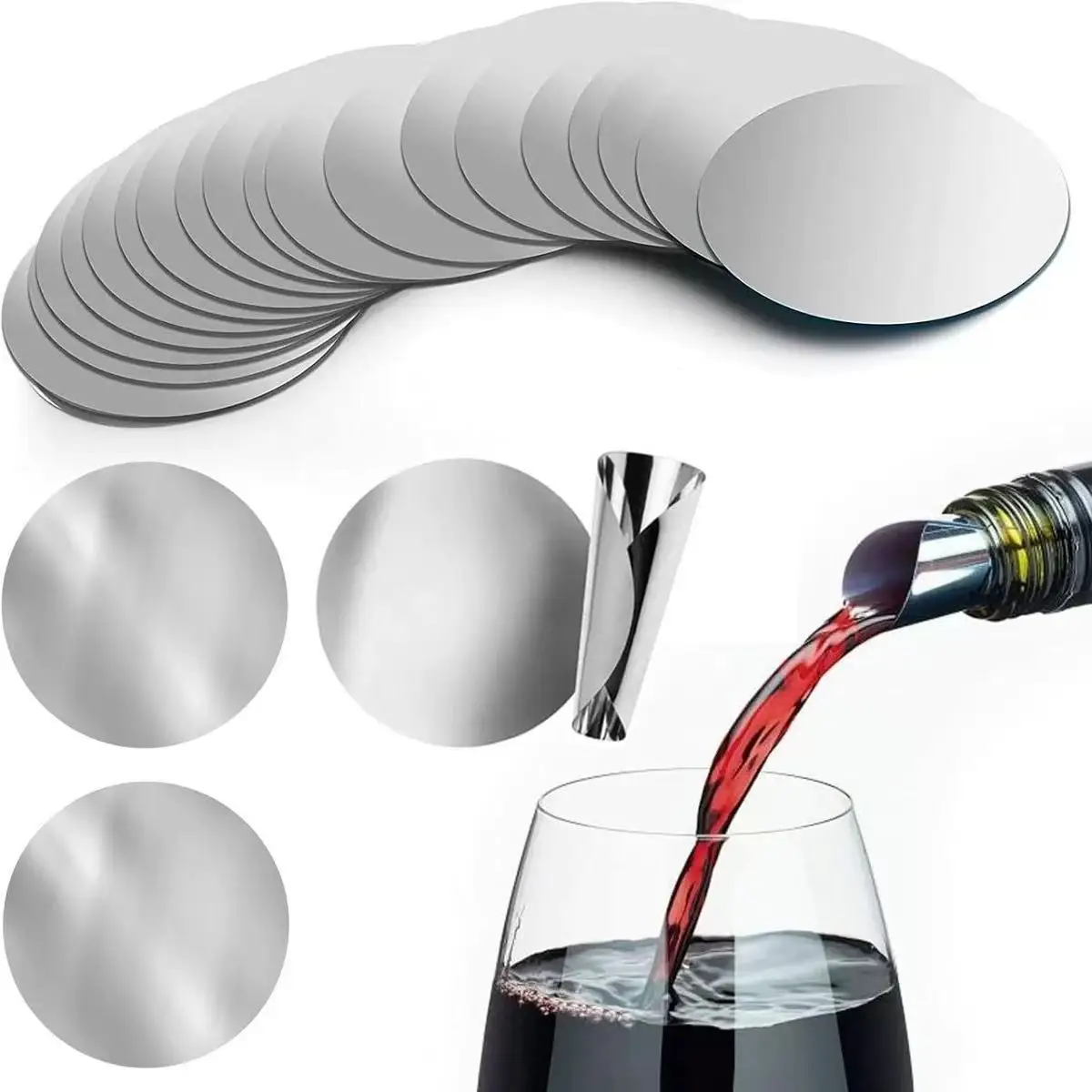 Wine Pour Disc Slice Party Supplies Drop Stop Pour Spout Cards 3 inch Flexible Collapsible Bar Accessories