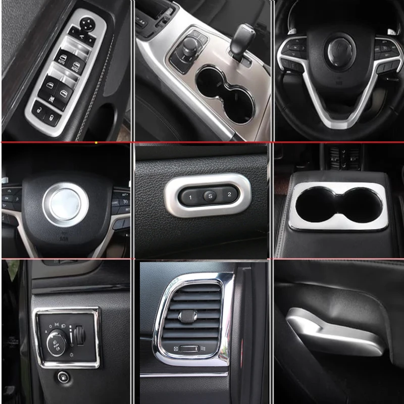 For Jeep Grand Cherokee 2014-2018 Car ABS chrome window lift botton siwtch gear shift panle Cover Trim Interior Decoration