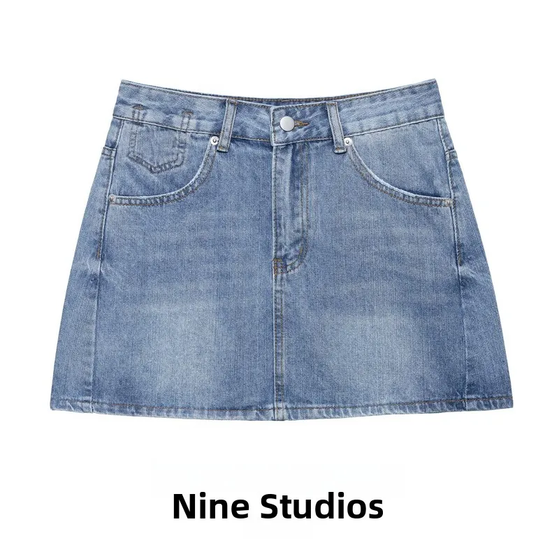 High Waist Slim Fit  Skirt Elegant Jeans Short Skirt Women's Fashion High Waist Drawstring A-Line Skirt Winter Season