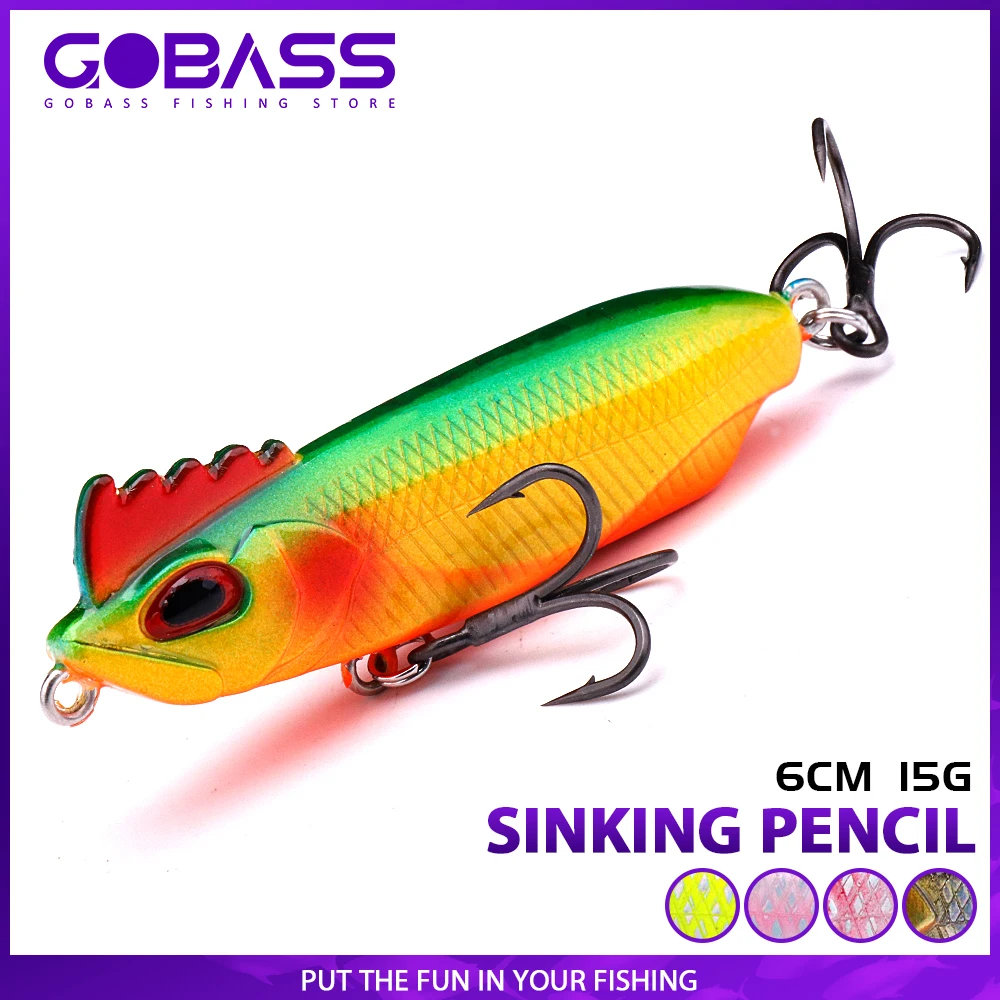 

GOBASS Sinking Pencil Heavy Stickbait Fishing Lures 60mm 15g Realistic Walking Dog Artificial Bait Saltwater Pike Bass Tackle