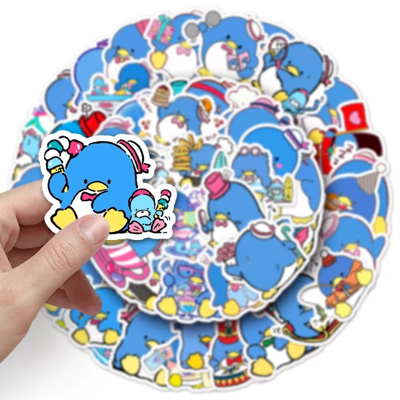 50pcs Tuxedo Sam Cartoon Paper Cute Blue Penguin Sticker Waterproof DIY Decorative Water Cup Laptop Luggage Desktop Sticker