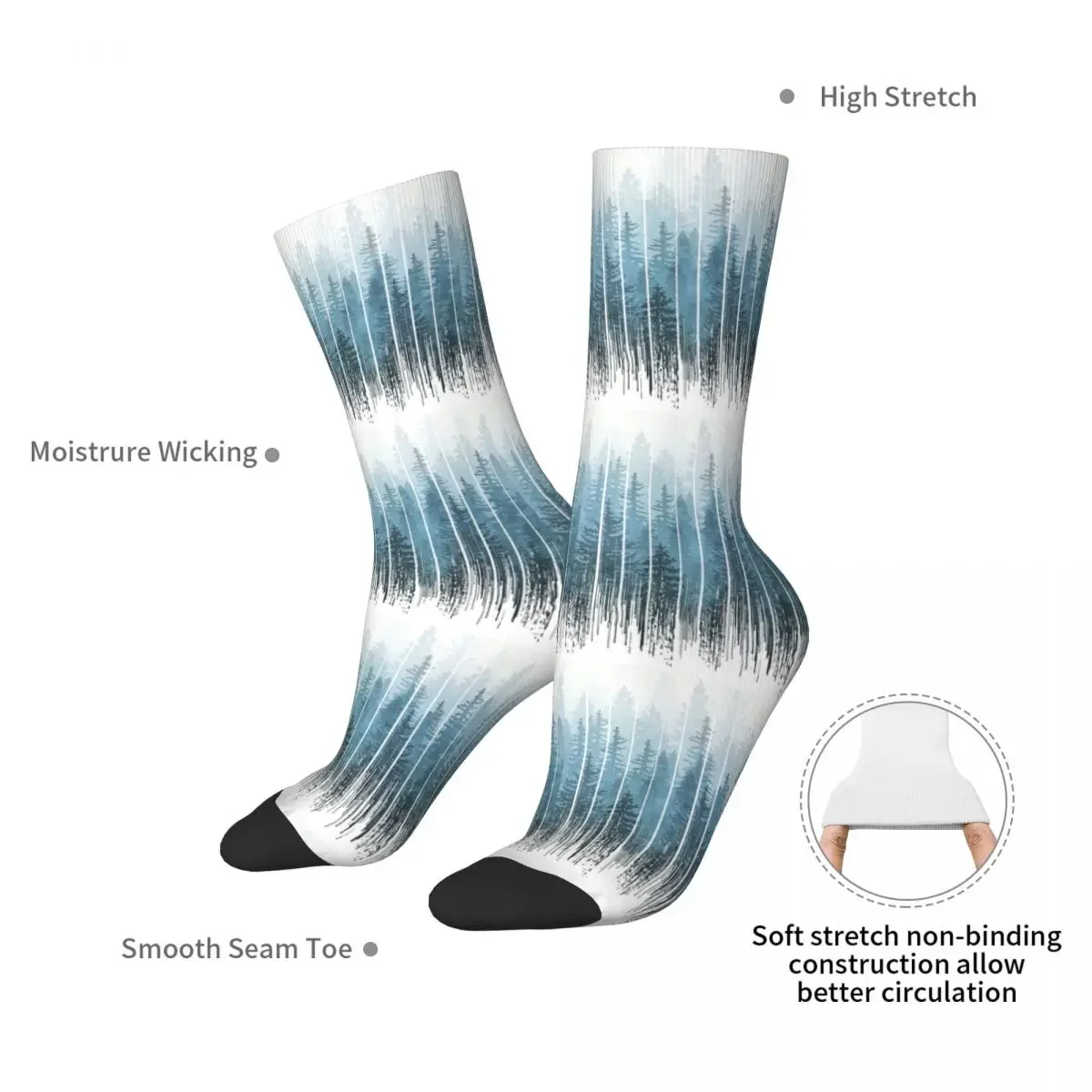 Grunge Dripping Turquoise Misty Forest Socks Harajuku Sweat Absorbing Stockings All Season Long Socks Accessories for Man Woman