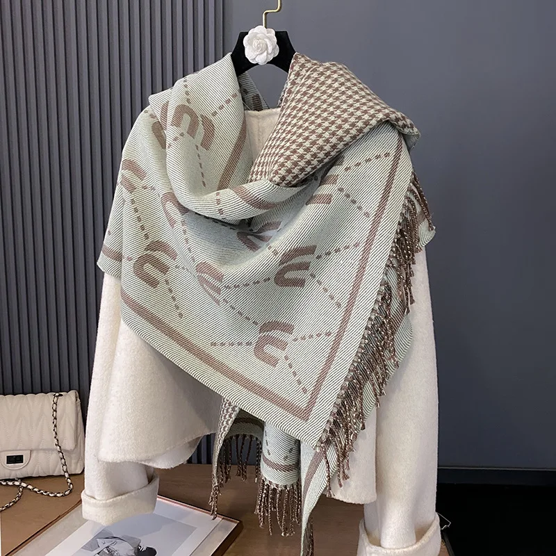 الموضة الفاخرة لينة الأساسية الغزل فو شال كشمير وشاح طويل شتاء دافئ منديل المرأة هدية ربيع الخريف يلتف مزدوجة الجانبين #4