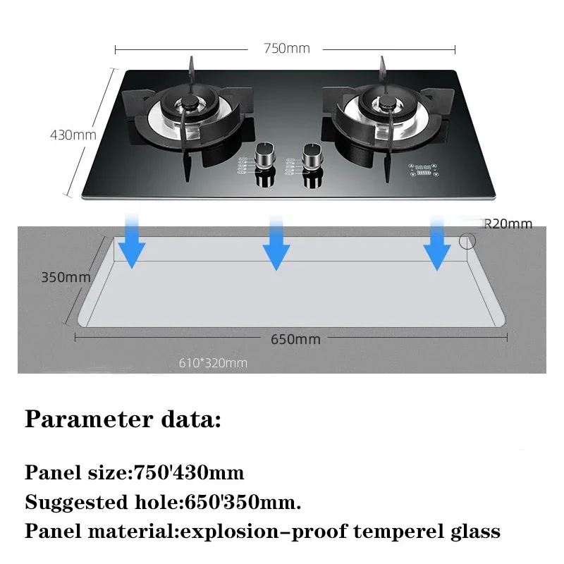 Intelligent Timing Gas Stove Household Embedded Double Stove Natural Gas Liquefied Gas Stove With High Firepower