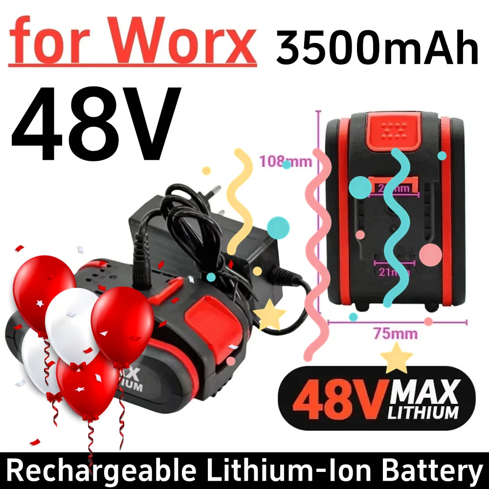 

48V 3500mAh Rechargeable For Worx Cordless Batteries Replacement Parts Impact Drills, Electric Scissors Electric Saws, 24V 48V
