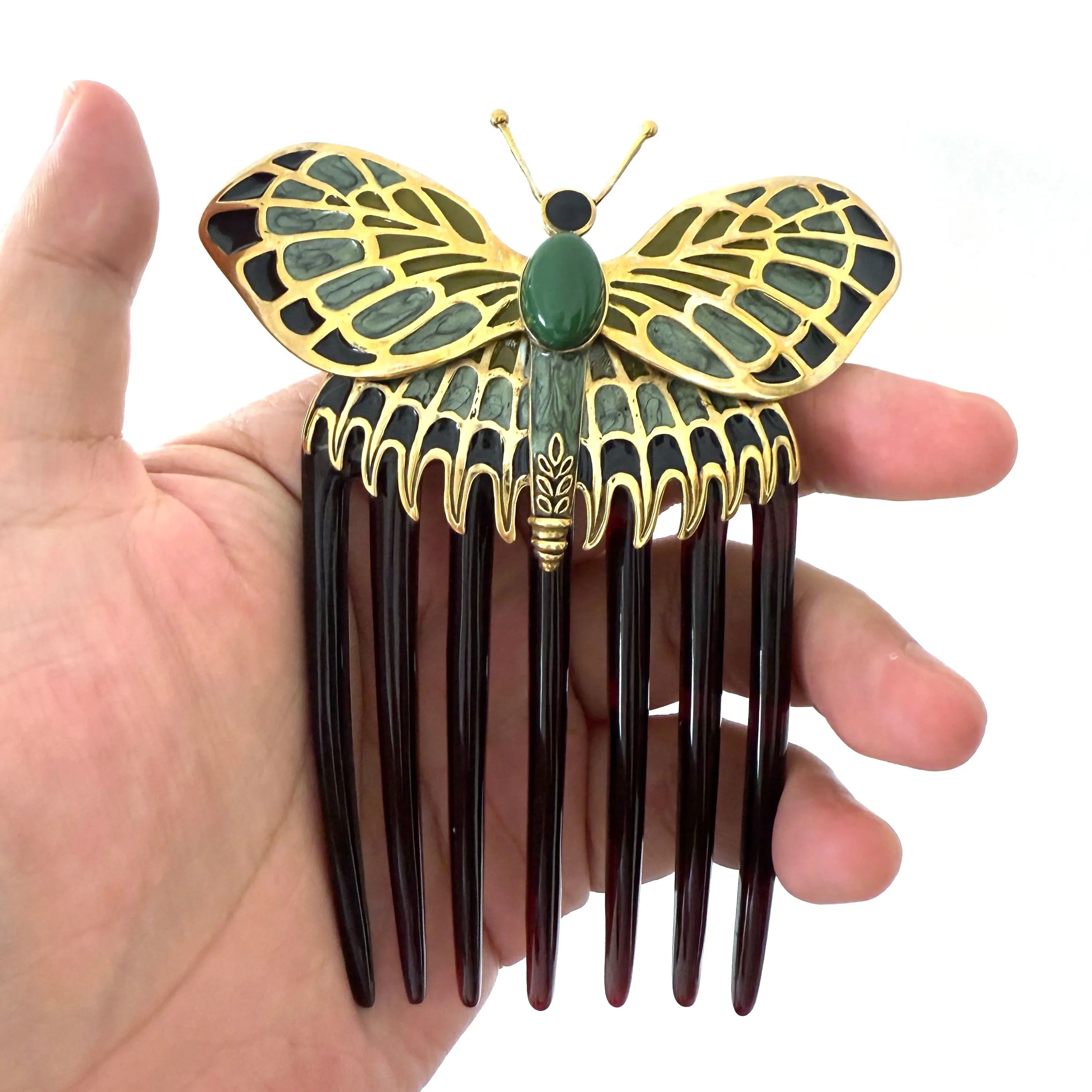 

Titanic Movie Cosplay Rose Butterfly Hairclip Vintage Copper Hairpin Resin Hair Comb Collectible Turquoise Jewelry Props Gifts