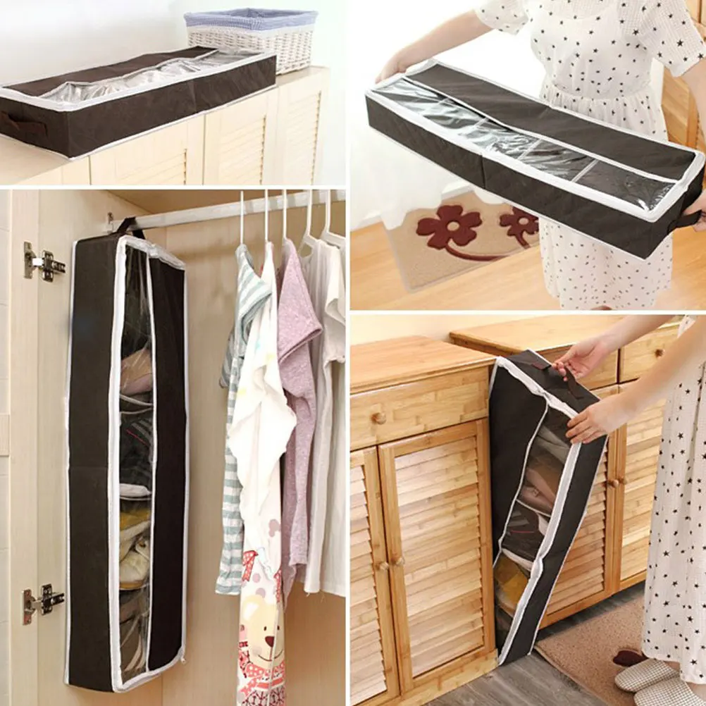 

1Pcs Shoe Storage Bag Multi-Purpose Foldable Visible Window Non-Woven Compact Large Capacity Split Grid Organizer for Home