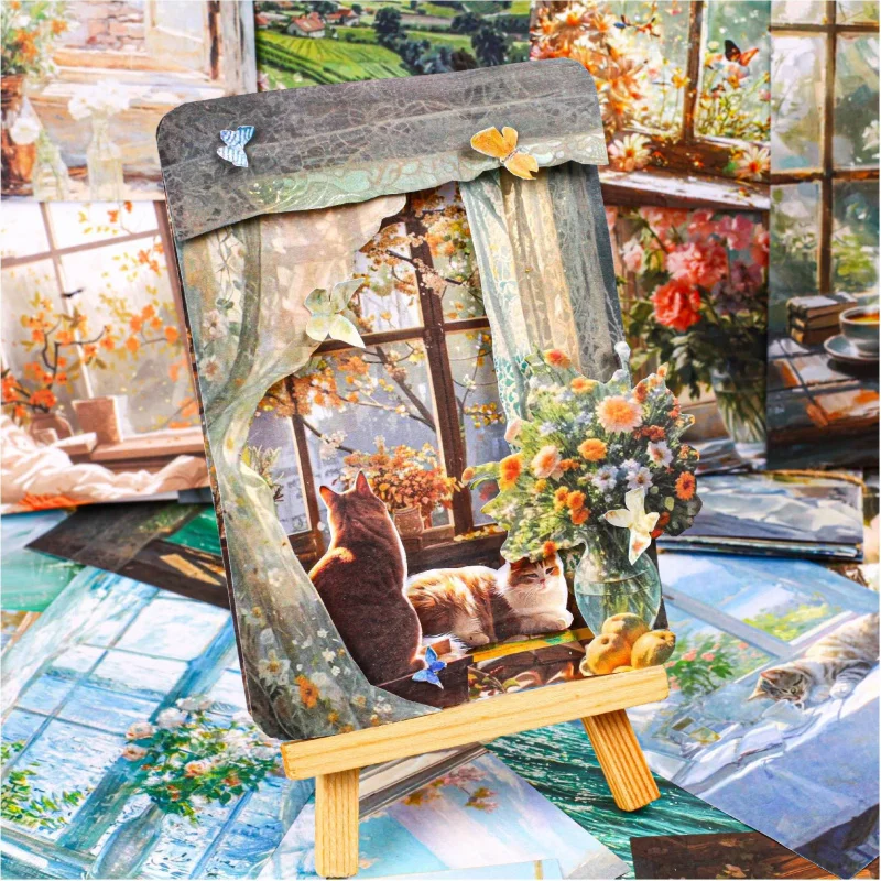 

30Pcs/ Beautiful Window Sill Scenery Material Paper Vintage Landscape DIY Handmade Album Scrapbooking Decorative Paper Supplies