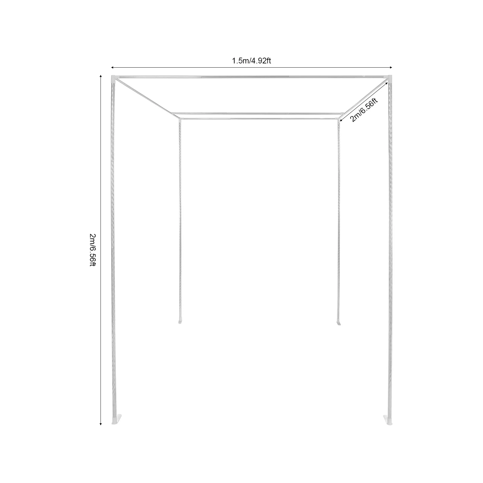 Stainless Steel Bed Net Canopy Stand, Rectangular Frame for 4.92ft/5.91ft Beds, Mosquito Net Support for Home Dorm Hospital