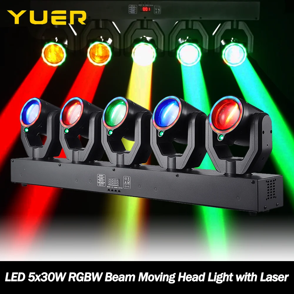 

LED 5x30W RGBW Beam Moving Head Light with LED aperture laser effect stage light DMX512 for DJ Disco party Christmas Wedding bar