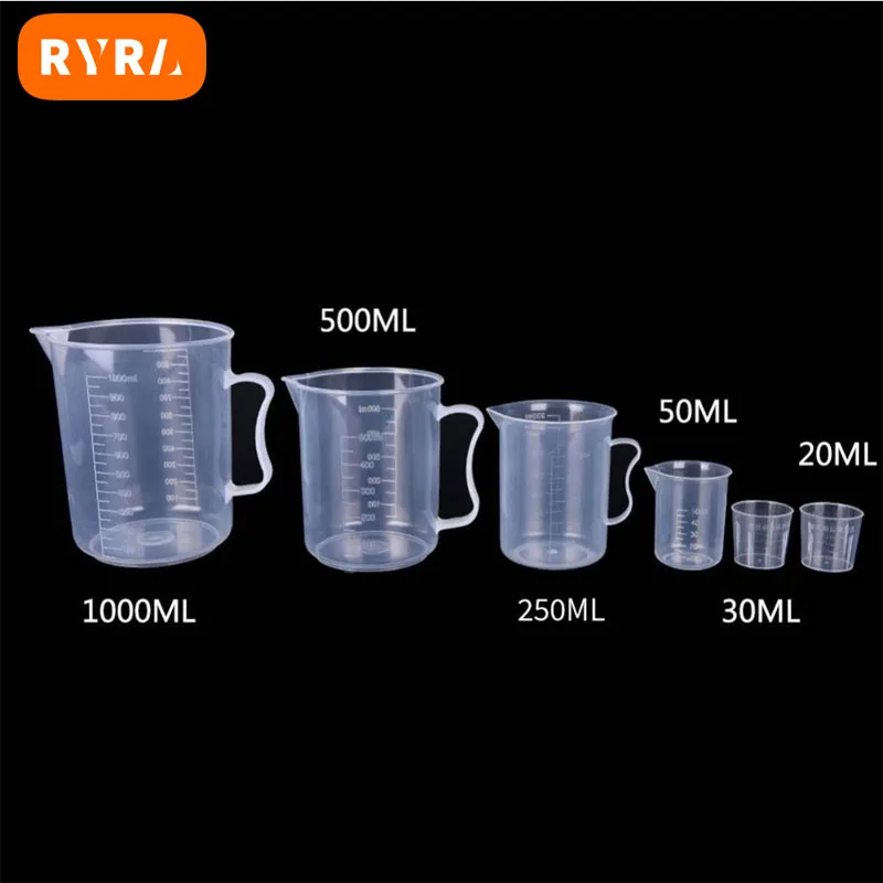 Plastic Measuring Cup Lightweight Durable Baking Beaker 20ml 30ml 50ml 250ml 500ml 1000ml Portable Measuring Cup Scales Tools