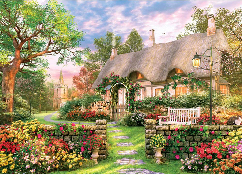 

Div 5D House Village Garden Tree Flower Cabin Полная алмазная живопись наборы крестиков художественные цветы растения 3D краска алмазов