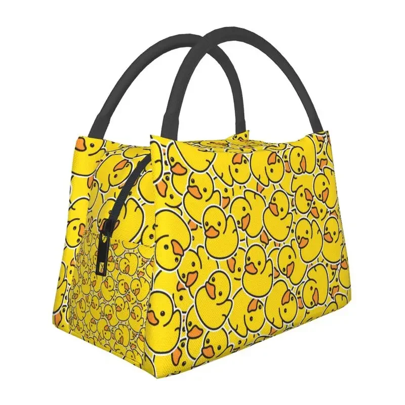 Cute Rubber Ducks Thermal Lunch Bag Cartoon Yellow Ducks Waterproof Cooler Insulated Lunch Bento Tote for Travel Picnic Beach