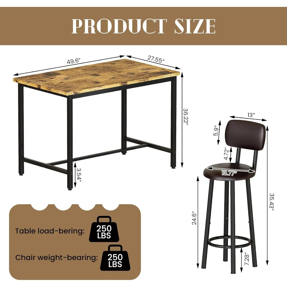 Juego de mesa de comedor de 7 piezas, juego de mesa de bar de 50\, image size:1000x1000