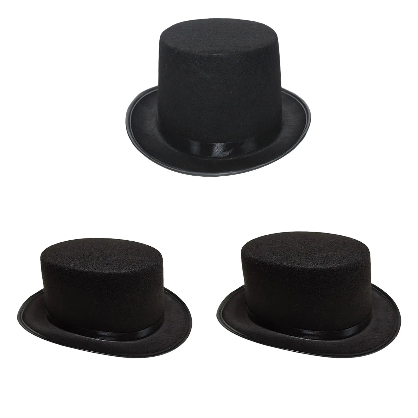 Czarny filcowy cylinder Fedoras dla dorosłych Unisex Formalne czapki kostiumowe z satynową opaską Funky Fancy Dress Czapki imprezowe na festiwal